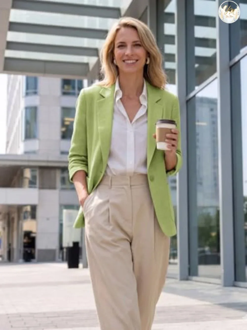 Women's Linen Blazer - Lightweight 3/4 Sleeve Ruched, Notch Lapel, Pockets